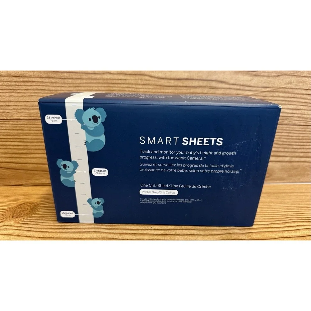 NEW Nanit Smart‎ Sheets Crib Sheet ONLY Grey Track Baby's Height & Growth